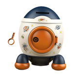 Maxbell Cartoon Rocket Statue Money Bank Tabletop Sculpture Display for Bedroom Blue Orange