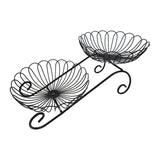Maxbell 2 Tier Metal Fruit Basket Space Saving Wrought Iron Fruit Stand Serving Bowl black