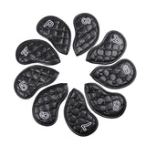 Maxbell 9Pcs Rivet Golf Club Iron Headcover Set Head Protector Guard Black