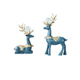 Maxbell Modern Reindeer Figurines Ornaments Deer Statues for Home Table Decor Blue