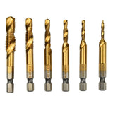 Maxbell 6pcs Quick Change HEX Shank Twist Drill and Bit set - metal M3-M10 Golden
