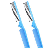 Maxbell 2PC Foldable Travel Pocket Hair Comb/Brush, Double Headed & Portable Blue