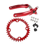 Maxbell Bike Single Speed Chainring Crankset 104mm Crankarms Chainwheel Red 32T