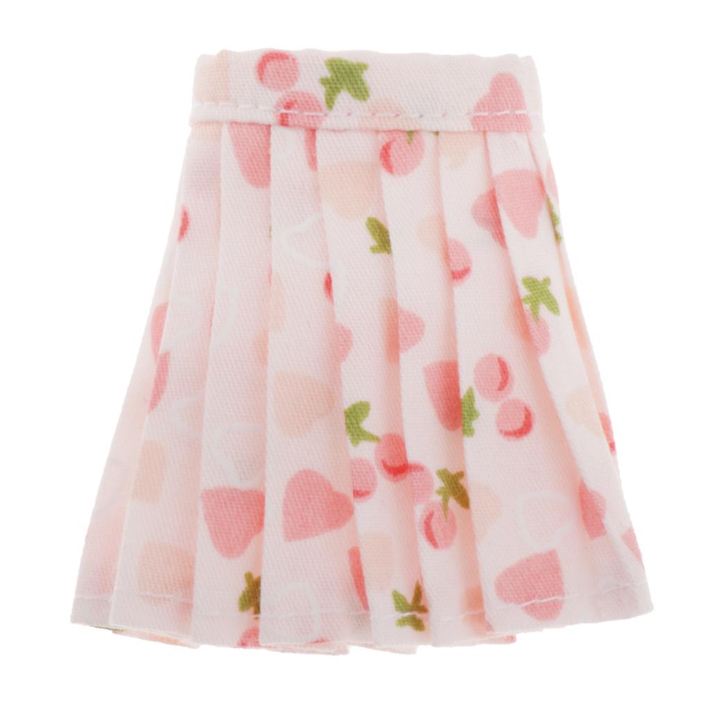 Maxbell 1/6 Doll Accessories Clothes for 12inch Dolls Skirt Pink with Fruit Pattern