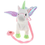 Maxbell Plush Stuffed Unicorn Animal Musical Horse Toy Electric Walking Horse White