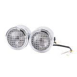 Max 12V 55W Motorcycle Retro Grid Dual Head Light Clear Lens for Harley Silver