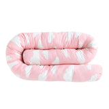 Maxbell Cotton Snake Shaped Long Pillow Cushion For Crib and Bed Pink Clouds
