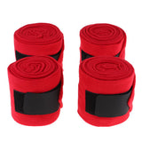 Maxbell 4pcs Soft Fleece Equestrian Leg Wraps Bandage for Horse Riding Racing Red