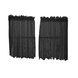 Max Embroidered Window Voile Sheer Curtain Valance Tiers Black-2 Tiers-74x61cm