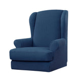 Max Jacquard Stretch Wing Back Armchair Cover Wingback Sofa Slipcover Blue