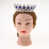 Maxbell Vintage Bridal Crystal Rhinestone Tiara Crown Queen Hair Costume Blue