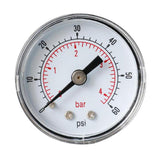 Max Pressure Gauge 40mm Dial Pneumatic 0-60 PSI 0-4 Bar Horizontal Back Mount