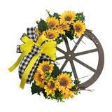 Maxbell Sunflower Wreaths Front Door Ornament Wooden Gears Artificial Flowers Wreath