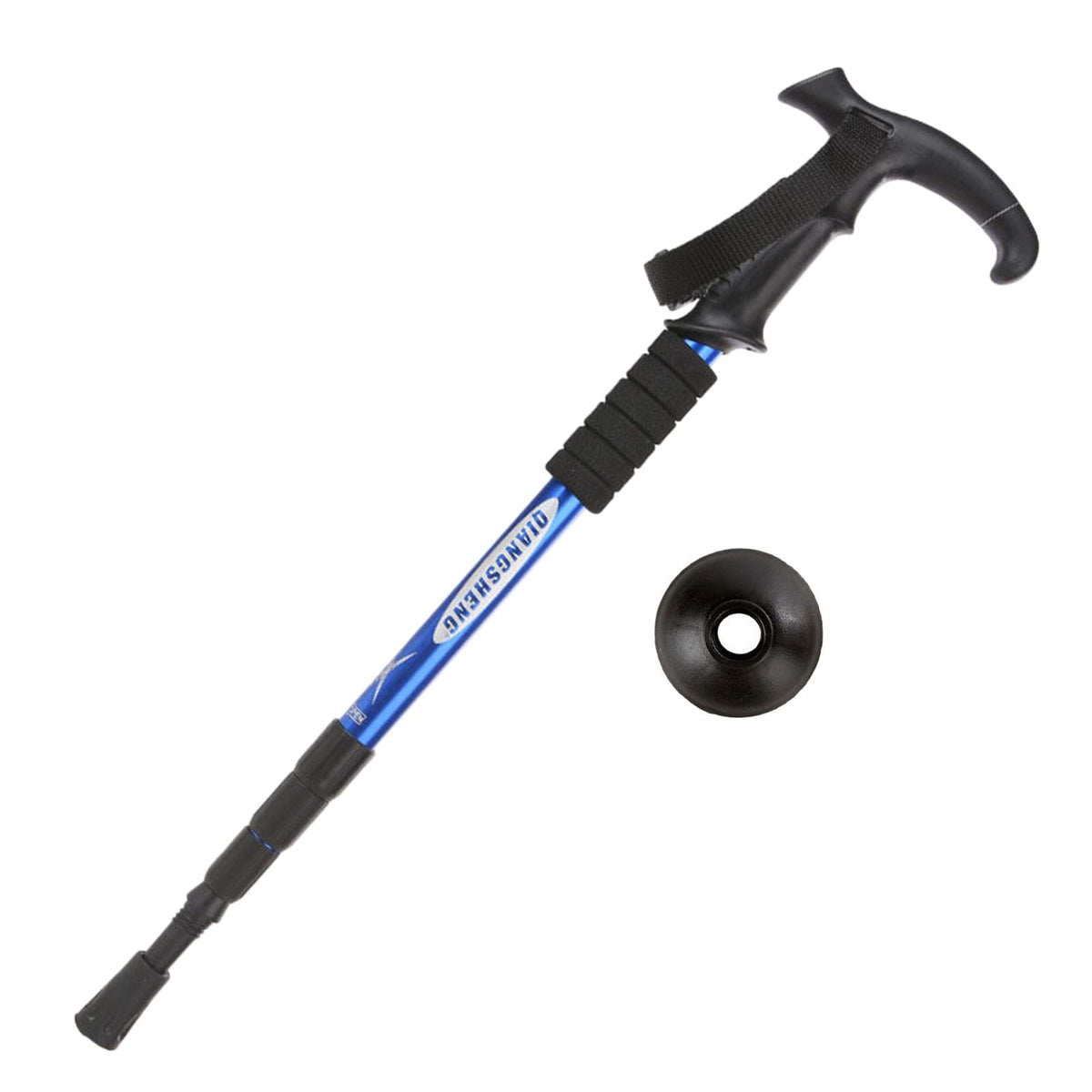 Maxbell Aluminum Telescopic Elderly Walking Cane Anti Rust Anti Slip Rubber Handle Blue