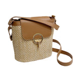 Maxbell Mini Woven Handbag Gift for Ladies Beach Travel Women Tote School Rattan Brown