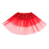 2-7Y Kids Girls Sequined Party Ballet Dance Costume Tutu Skirt Red