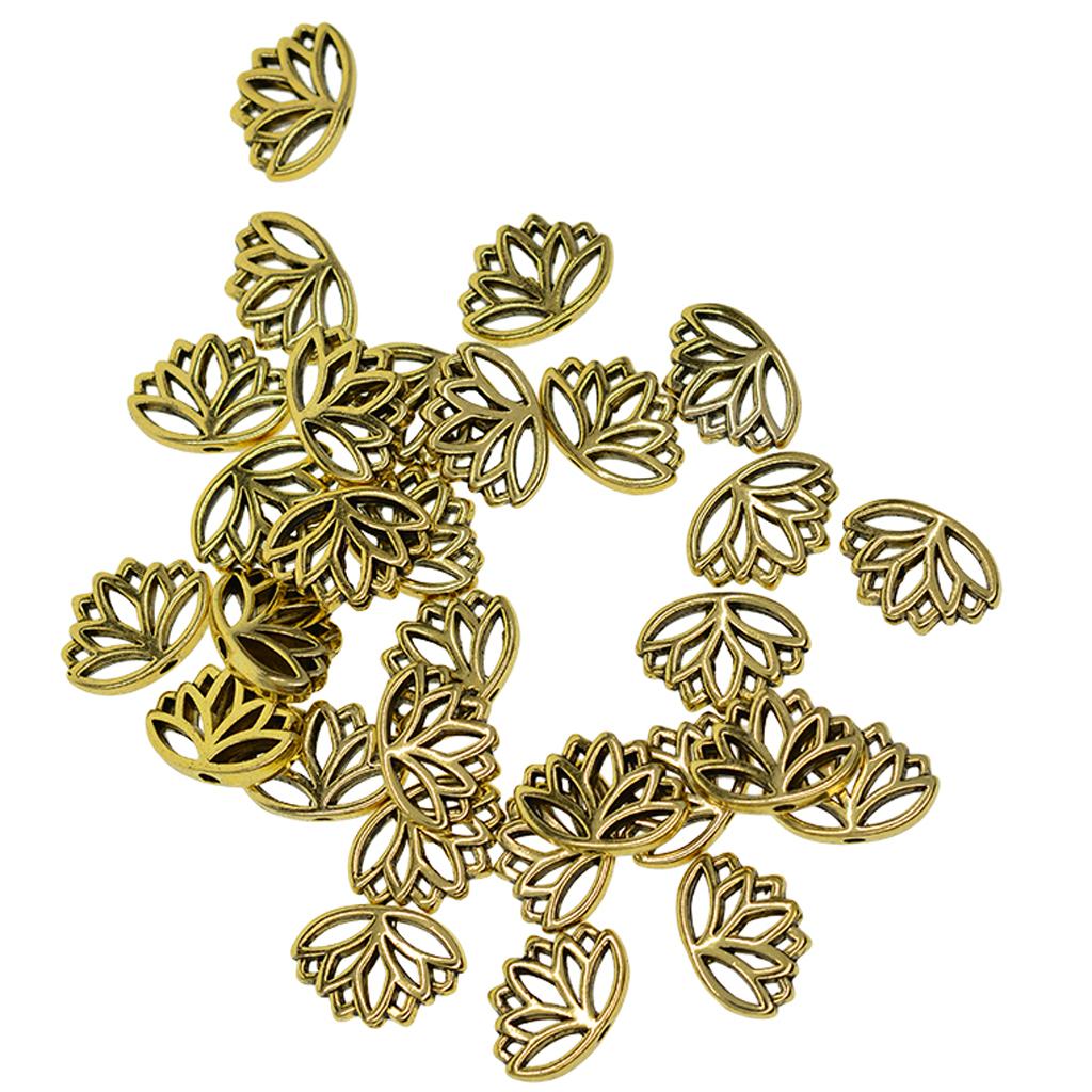 Maxbell 30x Retro Hollow out buddha yoga lotus flower metal spacer bead Antique Gold