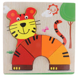 Maxbell Montessori Wooden 3D Animals Jigsaw Puzzle Board Kids Toys Gift Tiger