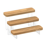 Maxbell Transparent Wood Display Stand Storage for Cosmetic Action Figure Dessert 3Tiers