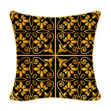 Max Gold Trimmed Square Flannel Throw Piwllow Cover 18"x18" with Zipper Style 4