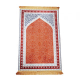 Maxbell Elegant Muslim Prayer Rug Ramadan Gift Exquisite for Eid Bay Window Hallway orange