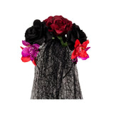 Maxbell Halloween Veil Flower Headband Bridal Gothic for Role Playing Festival Black Red