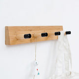 Maxbell Wall Mounted Bamboo Wood Board Coat Rack Hanger with 4 Chrome Hook Burlywood