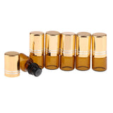 Maxbell 6x 2mL Empty Roller Bottle w/ Glass Ball for Essential Oils  Gold Lids