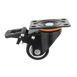 Max 2.5'' PU Flat Swivel Wheel Dual Brake Single Bearing Industrial Caster Black