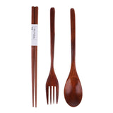 Maxbell Portable Travel Camping Compact Utensil Set Wood Spoon Fork Chopstick No String