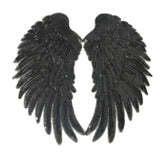 Maxbell 3D Feather Wings Sequin Patches for Clothes Hats Bags Embellishment Black