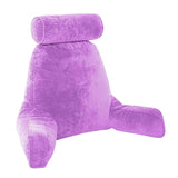 Maxbell Premium Large Backrest Reading Bed Rest Pillow w/ Arms Pockets Neck Roll purple