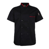 Maxbell Unisex Short Sleeve Chef Coat Cook Uniform for Restaurant L Black