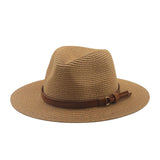 Maxbell Wide Brim Sun Hat Panama Sunhats Straw Hats for Vacation Outdoor Summer Khaki