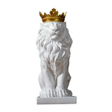 Maxbell Lion Statue Wild Animal Ornament Resin Home Sculpture Figurine Decor White