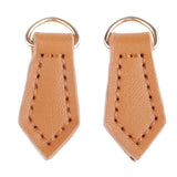 Max 2Pcs Leather Zipper Tags Fixer Pull Replacement DIY Wallet Purse Bag Brown