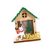 Maxbell Christmas Wooden Small House Ornament LED Lighted for Home Party New Year Christmas Elk