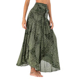 Maxbell Fashion Women Skirts Bottom Skirt Costume Bohemian High Waist Clothing green
