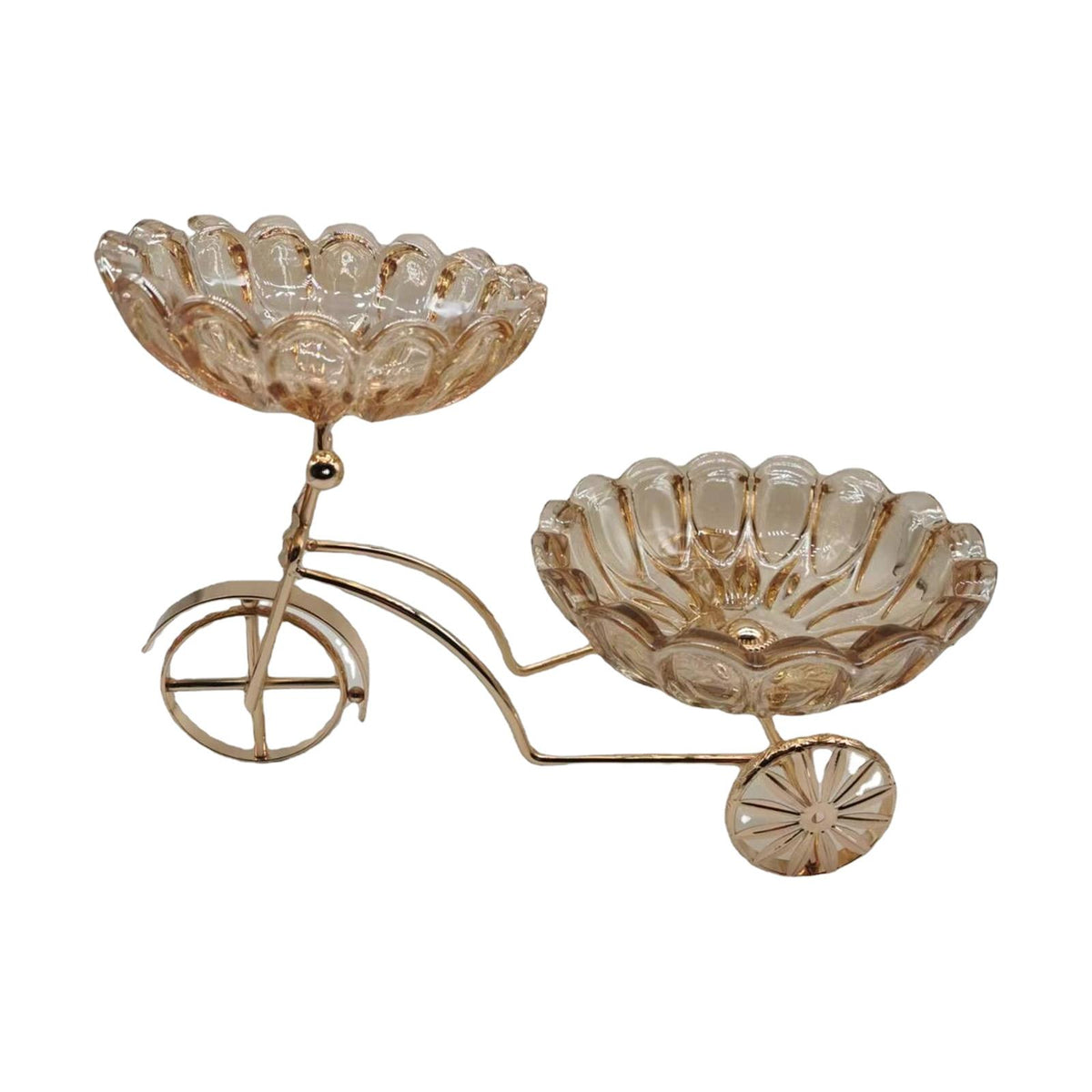 Maxbell Glass Serving Tray Dried Fruit Bowl Holders Decorative for Centerpiece Amber Feather