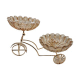 Maxbell Glass Serving Tray Dried Fruit Bowl Holders Decorative for Centerpiece Amber Feather