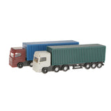 Maxbell 2Pcs Model Container Truck Figure Transporter Truck Vehicle Car 1:100 HO Scale Building Scenery Layout