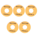 Maxbell Pack of 5 Beige Guitar Plastic Switch Washer Cover with Black Letters for Les Paul/Epiphone Guitar Accessory
