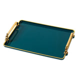 Maxbell Plastic Serving Tray with Handles Coffee Table Tray for Countertop Breakfast Green