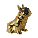 Maxbell Realistic Sitting Dog Statue Creative Birthday Gift Ceramic for Hotel Shop Aureate