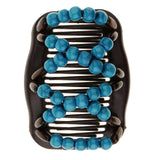 Maxbell Stretch Magic Combs Beaded Hairpin Bow Hair Head Comb Cuff Double Clip Blue