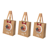 Maxbell 3 Pieces Kraft Christmas Gift Bags Goody Treat Bags for Holiday Christmas Sledge