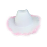 Maxbell Cowboy Hat Fedoras Caps for Music Festival Concerts Costumes Accessories white