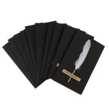 Max 10pcs Handmade Feather Greeting Thank You Cards Wedding Birthday White