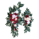 Maxbell Rustic Artificial Flower Swag Handmade Hanging for Parties Arbor Ornament Red