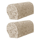 Maxbell High Stretch Sofa Armrest Cover Jacquard Sofa Armchair Slipcovers Khaki